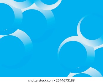 White circle abstract pattern background with gradation, standing out on bright blue background. Ideal for cheerful and clean graphic designs, presentations or digital elements.