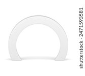 White circle arch wide glossy basic construction geometric 3d element design realistic vector illustration. Rounded archway minimalist rounded entrance stage for presentation doorway figure