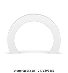 White circle arch wide glossy basic construction geometric 3d element design realistic vector illustration. Rounded archway minimalist rounded entrance stage for presentation doorway figure