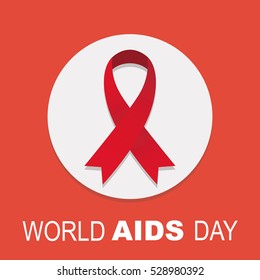 White circle, background and red ribbon, world wide day poster