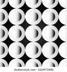 White Circle Background. seamless wall or floor geometry background natural daylight.Concrete geometric modules. Endless texture vector illustration 
