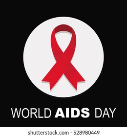 white circle, black background and red ribbon, world wide day poster