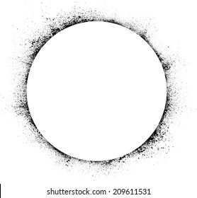 White circle with black ink blots. eps10