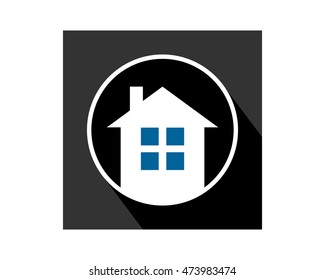 white circle black rectangle house home housing residence residential real estate image vector icon logo symbol