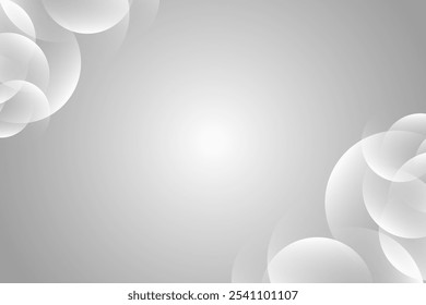 Círculo Blanco Bokeh Luz Sobre Fondo Gris Con Espacio para texto. Anuncio Abstractas de Negocios. Fondo de pantalla de Tecnología. Ilustración vectorial. Futurista. Mínimo