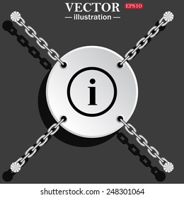 White circle with chains on a gray background with shadow. icon of info,   vector illustration, EPS 10