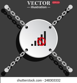 White circle with chains on a gray background with shadow. no signal
