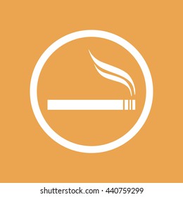 White circle cigarette vector icon. Allowed smoking sign
