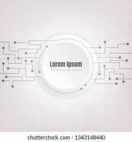 white circle and circuit technology abstract background, cyberspace digital system wallpaper, template for website cover poster banner brochure and more, flat vector design 