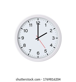 White circle clock face showing two o'clock, isolated. Vector illustration