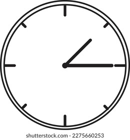 A white circle clock that show a time in isolate white background.