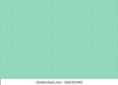 White circle dot on mint green background, seamless pattern wallpaper, vector illustration 