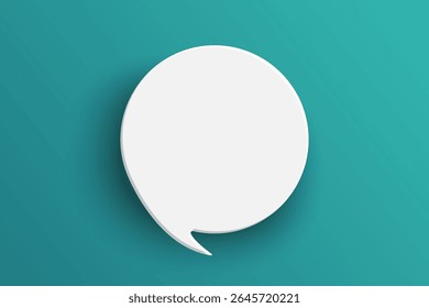 White circle empty speech bubble isolated on green background. Thinking symbol with blank space for text, quote, message. Minimal social banners, price tags, stickers, posters, badges