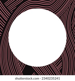 white circle frame  with drawn wavy outline background