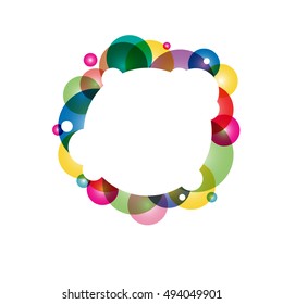 White circle frame with many colors circles