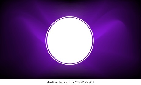 White circle frame over glowing purple lights gradient background