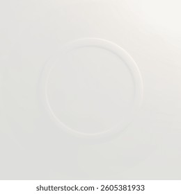 White circle frame vector with an abstract shape on a white background. 3D circle and geometric frame, perfect for modern designs, abstract frames, or elegant vector illustrations with an embossed