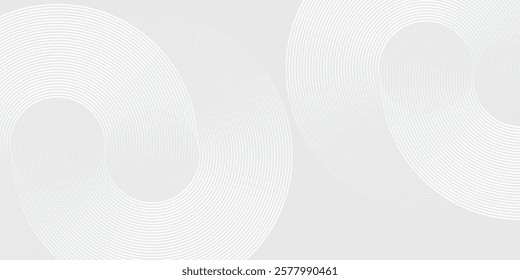 White circle glowing geometric lines on gray background. Modern shiny blue circle lines pattern art simple modern