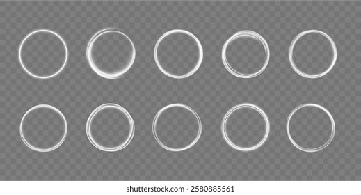 White circle glowing light explodes on a transparent background. Png sparkling magical dust particles, bright Star. Transparent shining sun, bright flash, png, effect, wave,neon,line.