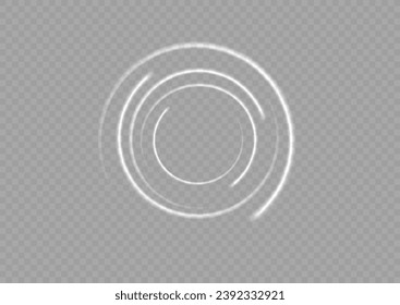 
The white circle glows with light on a transparent background. The white circle lines curl into a circle. Bright Star. Swirl white circles, swirl lines white. Vector light circles with bright sparks.