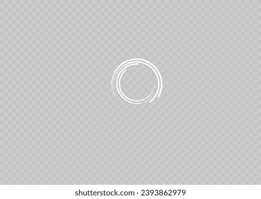 
El círculo blanco brilla con luz sobre un fondo transparente. Las líneas del círculo blanco se enroscan en un círculo. Estrella brillante. Girar círculos blancos, líneas de remolque blancas. Círculos de luz vectorial con chispas brillantes.
