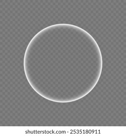 The white circle glows with light on a transparent background. The white circle lines curl into a circle. Bright Star. Swirl white circles, swirl lines white. Vector light circles with bright sparks.