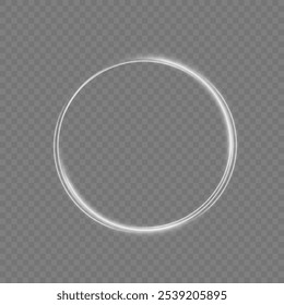 O círculo branco brilha com a luz sobre um fundo transparente. As linhas de círculo branco se curvam em um círculo. Estrela Brilhante. Redemoinho círculos brancos, redemoinho linhas branco. Círculos de luz vetorial com faíscas brilhantes.