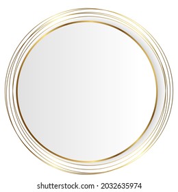 White circle with gold lines, modern simple luxurious vector background in EPS10