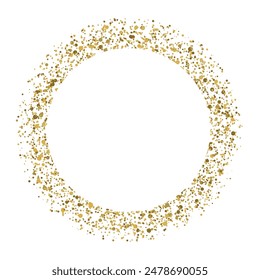 White circle with gold sparkles dust isolated on transparent background.