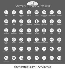 White Circle Icon Set, Vector, Illustration, Eps File