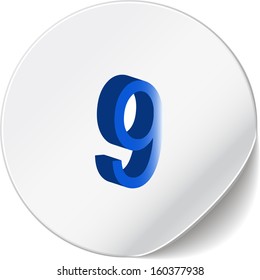 White circle label tag - blue number,9