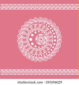 white circle and line ornament with pink background vector