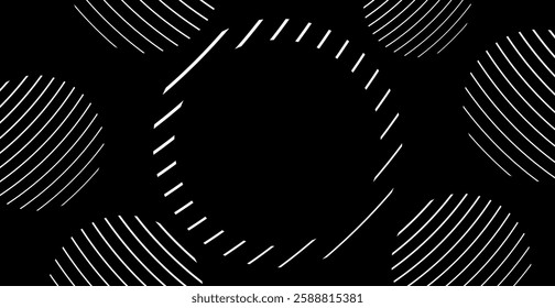 White Circle Line Pattern Background. Abstract Business Banner. Technology Wallpaper. Illustration. Futuristic. Minimal
