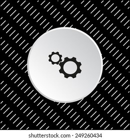 White circle on a black background. Cog Settings , vector illustration, EPS 10