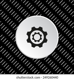 White circle on a black background. Cog Settings , vector illustration, EPS 10