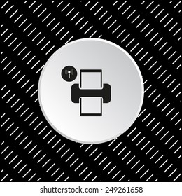 White circle on a black background. Printer with wi-fi connection , vector, EPS 10