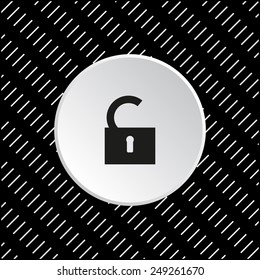 White circle on a black background. open lock, vector, EPS 10