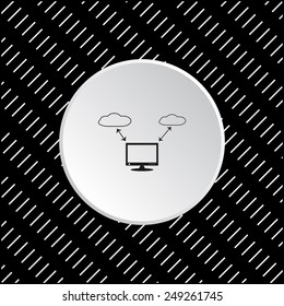 White circle on a black background. illustration of cloud storage