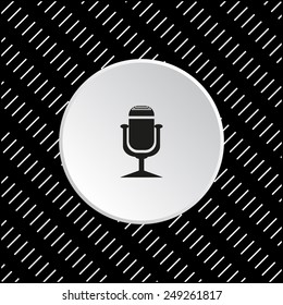 White circle on a black background. Microphone. Voice recording, vector illustration, EPS 10