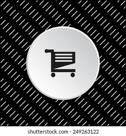 White circle on a black background. Shoping basket , vector illustration, EPS 10