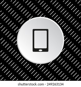 White circle on a black background. Smartphone, phone, mobile phone , vector illustration, EPS 10
