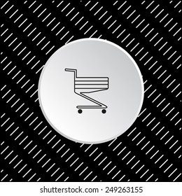 White circle on a black background. Shoping basket , vector illustration, EPS 10