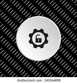 White circle on a black background. unlock settings , vector illustration, EPS 10