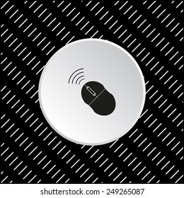 White circle on a black background. Wireless mouse, vector illustration, EPS 10