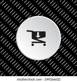White circle on a black background. put in shopping cart , vector illustration, EPS 10