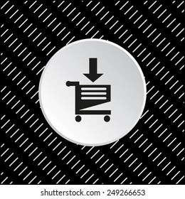 White circle on a black background. put in shopping cart , vector illustration, EPS 10