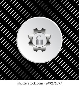 White circle on a black background. unlock settings , vector illustration, EPS 10