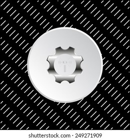 White circle on a black background. Toothed setting controls via wi-fi network, vector illustration, EPS 10