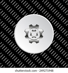 White circle on a black background. Cog Settings , vector illustration, EPS 10