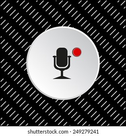 White circle on a black background. Microphone. Voice recording, vector illustration, EPS 10